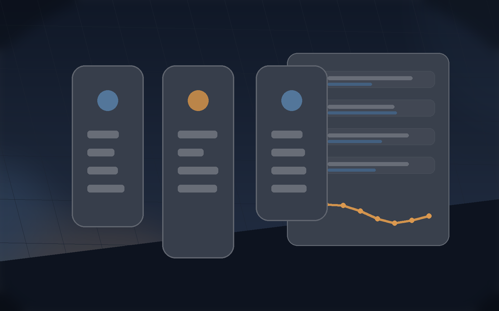 Daily coaching dashboard with workout cards and adaptation trend line.