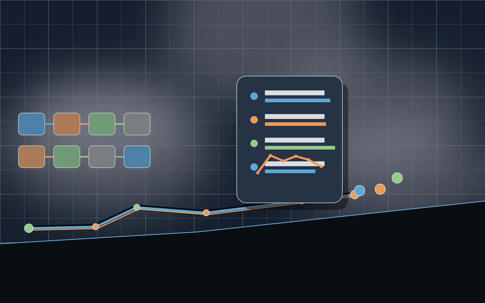 Add-on feature scene with modular training cards and route markers.