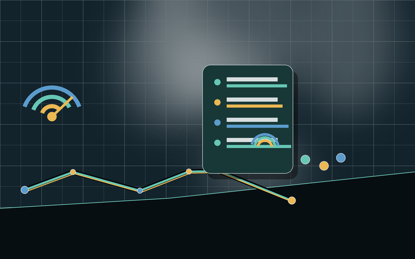Vital score breakdown scene with dashboard cards and route data.