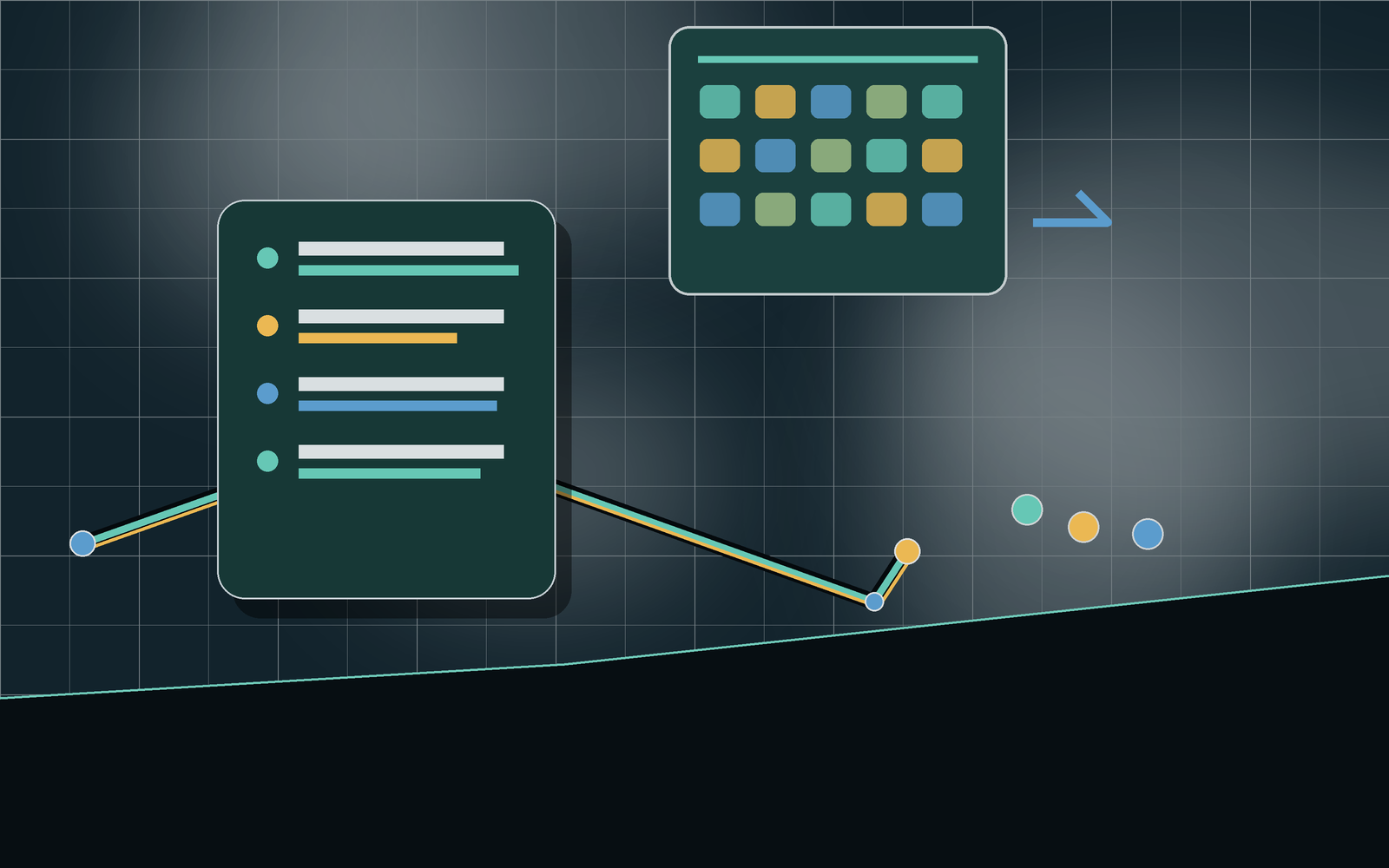 Onboarding dashboard with calendar cards and training preview rows.