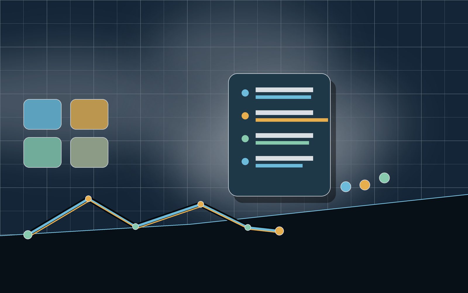 Training widgets scene with compact tiles and route markers.