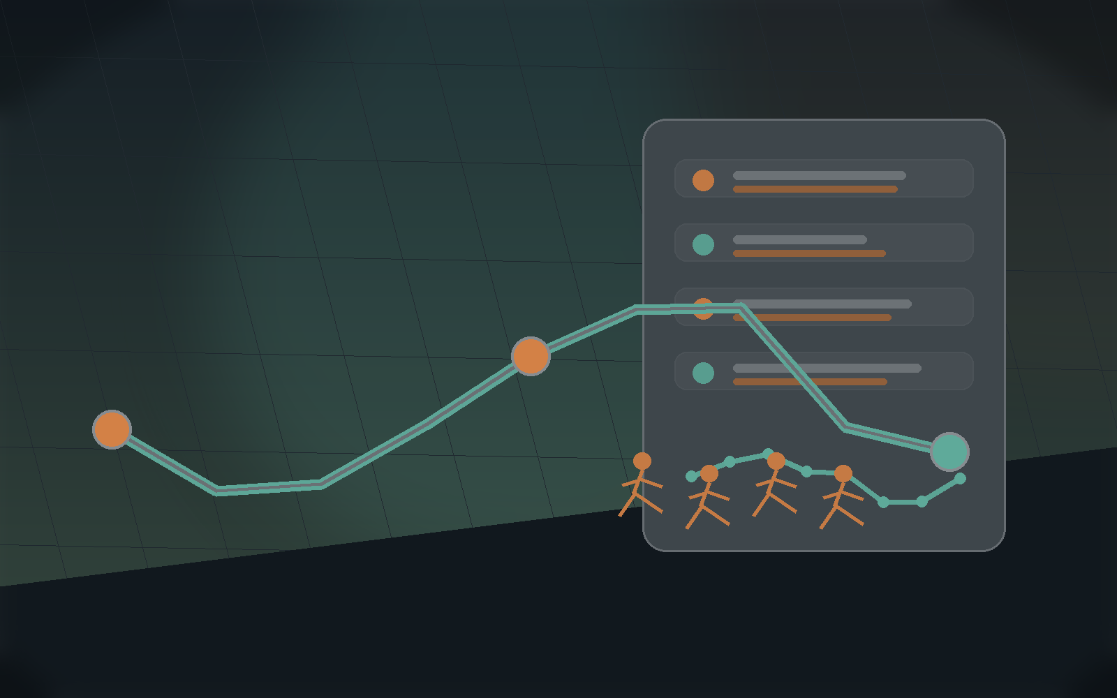 Route-aware running dashboard with route and workout trend cards.