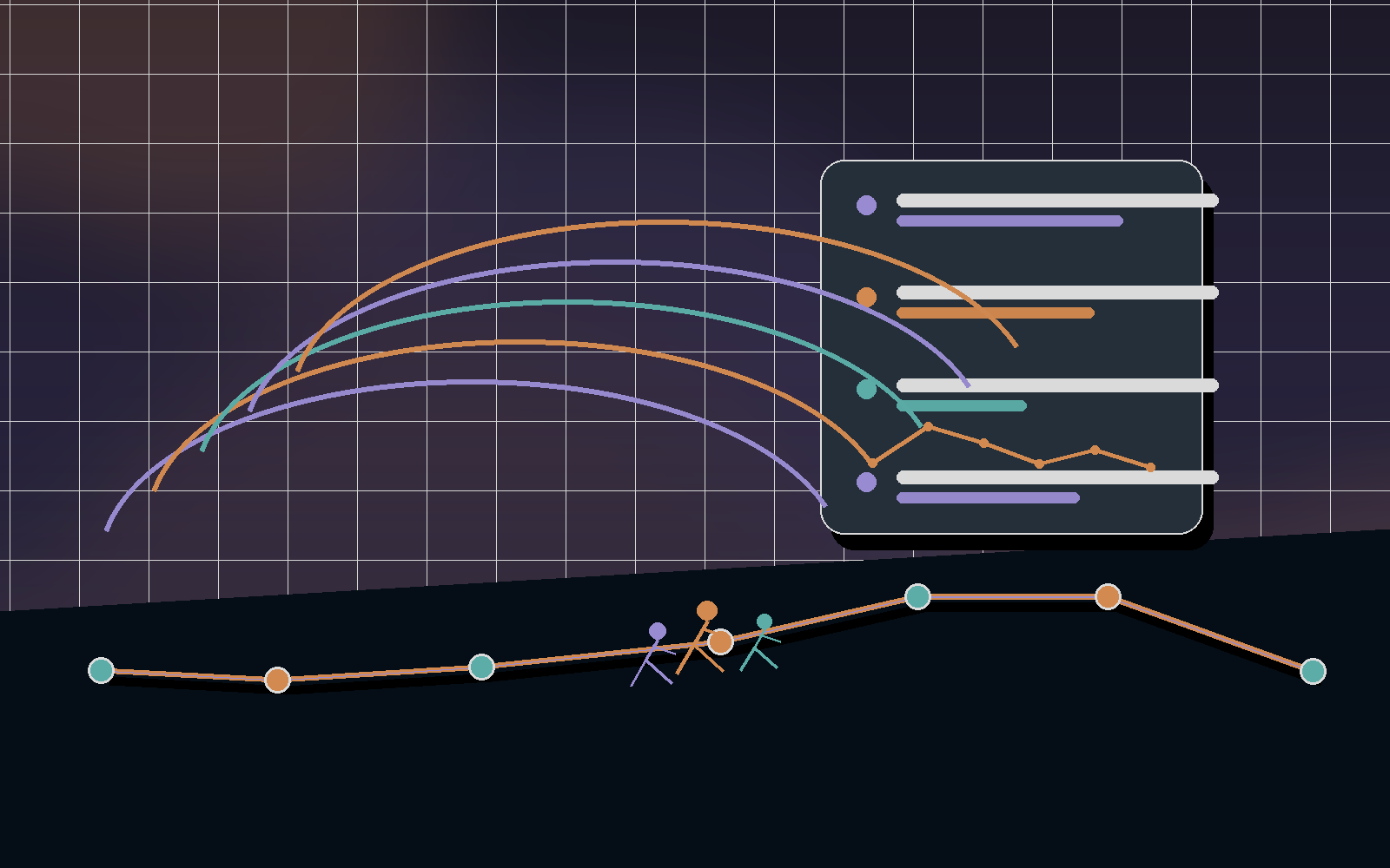 Run-walk training dashboard with interval and progress trend cards.