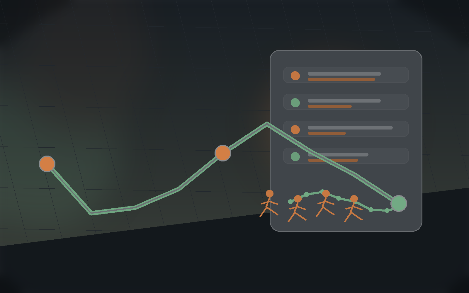 Half-marathon dashboard with route and workout trend cards.