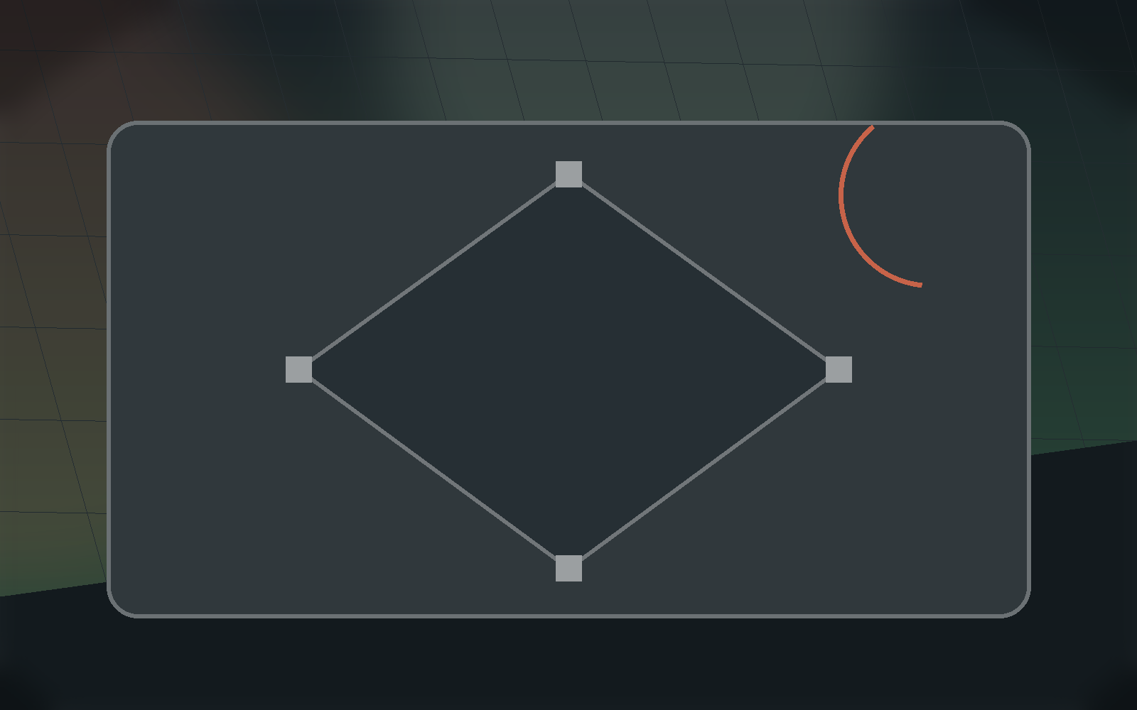 Baseball dashboard scene with a diamond field and workout summary cards.