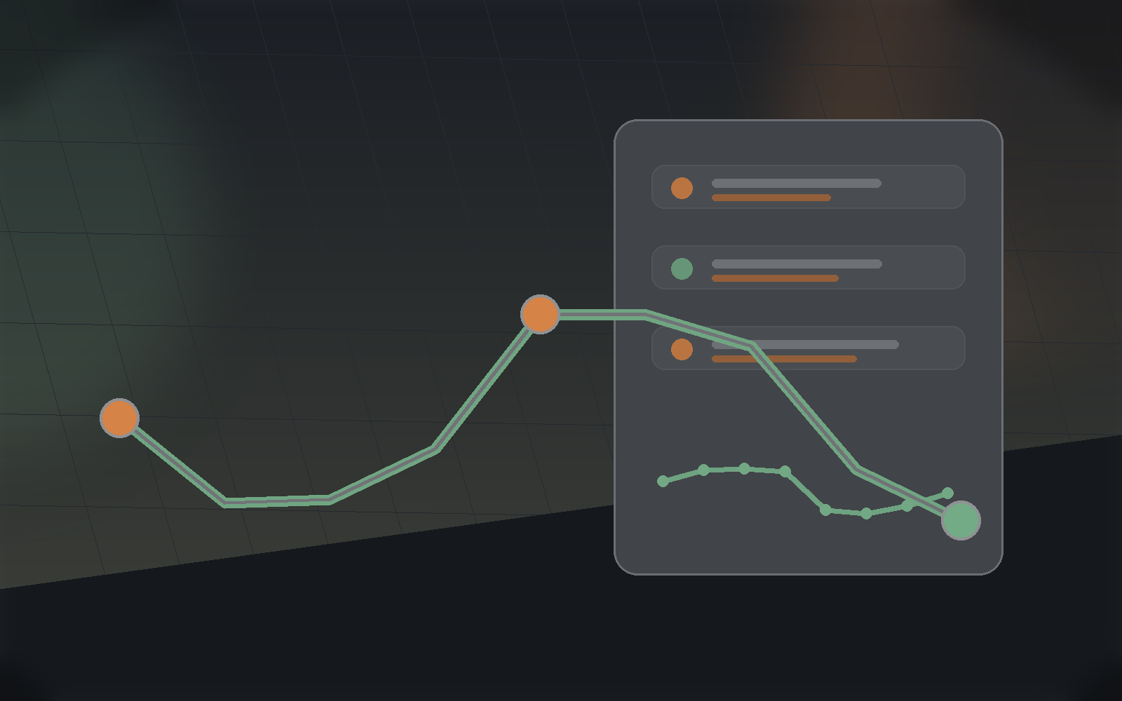 Running dashboard with route line, workout markers, and readiness trend cards.