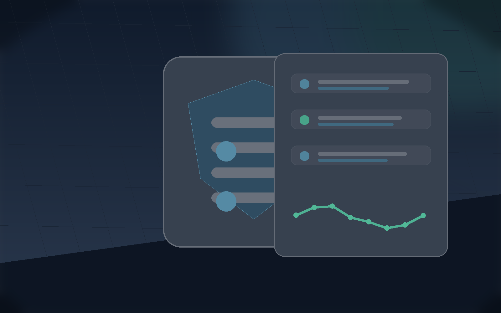 Training data privacy scene with a shield beside workout summary cards.